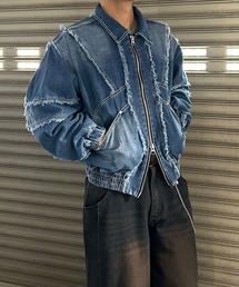 NYLAUS（ナイラス）の「【NYS】2026新作 カットオフデザイン ショート丈 ジップアップ デニムブルゾン デニムジャケット（デニムジャケット）」