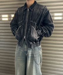 NYLAUS（ナイラス）の「【NYS】2026新作 カットオフデザイン ショート丈 ジップアップ デニムブルゾン デニムジャケット（デニムジャケット）」