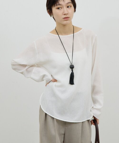 GALLARDAGALANTE(ガリャルダガランテ)の「【手洗い可】ラウンドTガーゼブラウス(シャツ/ブラウス・レディース・ブラック/オフホワイト/イエロー・FREE)」の1枚目の写真