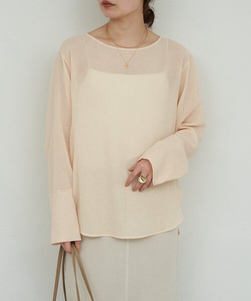 GALLARDAGALANTE(ガリャルダガランテ)の「【手洗い可】ラウンドTガーゼブラウス(シャツ/ブラウス・レディース・ブラック/オフホワイト/イエロー・FREE)」の3枚目の写真