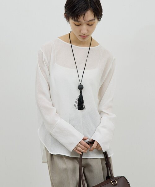 GALLARDAGALANTE（ガリャルダガランテ）の「【手洗い可】ラウンドTガーゼブラウス（シャツ/ブラウス・レディース・ブラック/オフホワイト/イエロー・FREE）」の22枚目の写真