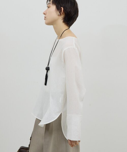 GALLARDAGALANTE（ガリャルダガランテ）の「【手洗い可】ラウンドTガーゼブラウス（シャツ/ブラウス・レディース・ブラック/オフホワイト/イエロー・FREE）」の21枚目の写真