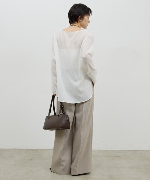 GALLARDAGALANTE(ガリャルダガランテ)の「【手洗い可】ラウンドTガーゼブラウス(シャツ/ブラウス・レディース・ブラック/オフホワイト/イエロー・FREE)」の4枚目の写真