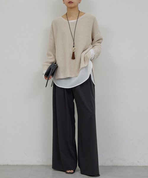 GALLARDAGALANTE(ガリャルダガランテ)の「【手洗い可】ラウンドTガーゼブラウス(シャツ/ブラウス・レディース・ブラック/オフホワイト/イエロー・FREE)」の6枚目の写真