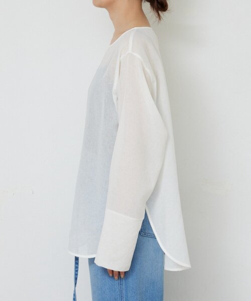 GALLARDAGALANTE(ガリャルダガランテ)の「【手洗い可】ラウンドTガーゼブラウス(シャツ/ブラウス・レディース・ブラック/オフホワイト/イエロー・FREE)」の8枚目の写真