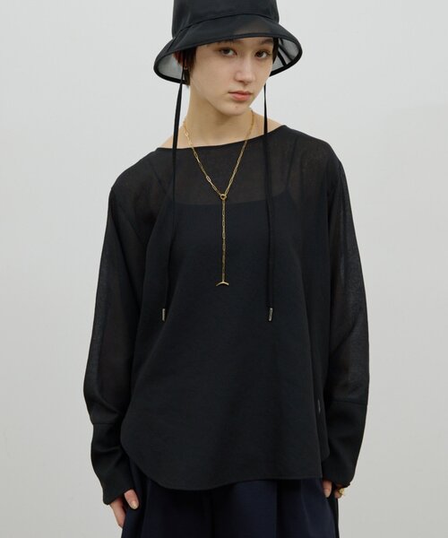 GALLARDAGALANTE(ガリャルダガランテ)の「【手洗い可】ラウンドTガーゼブラウス(シャツ/ブラウス・レディース・ブラック/オフホワイト/イエロー・FREE)」の14枚目の写真