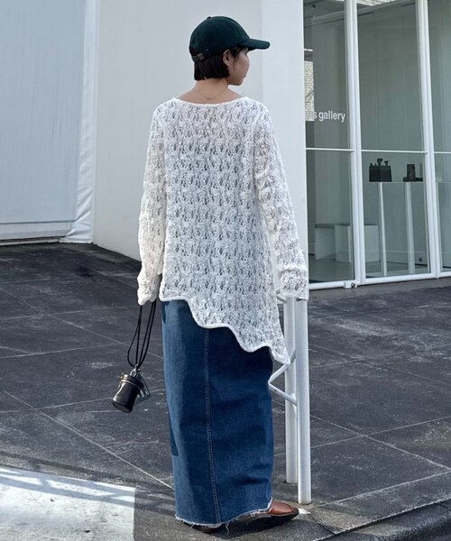 WILLOW（ウィロー）の「【willow】アシメレースチュニック（Tシャツ/カットソー・レディース・ブラック/ホワイト・ONE SIZE）」の11枚目の写真