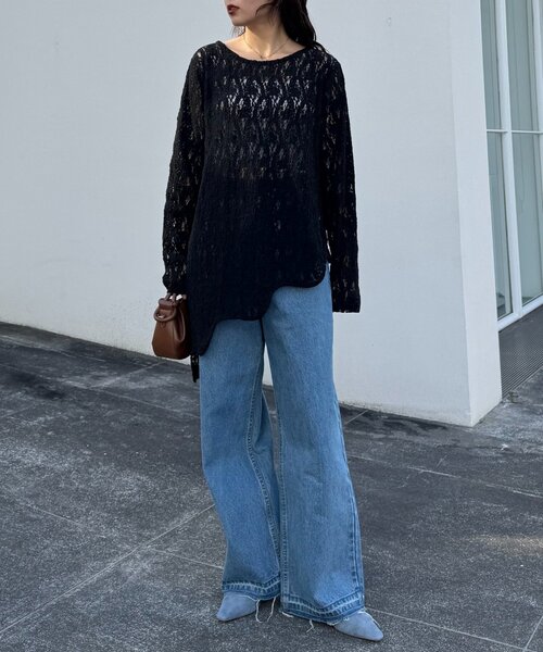 WILLOW（ウィロー）の「【willow】アシメレースチュニック（Tシャツ/カットソー・レディース・ブラック/ホワイト・ONE SIZE）」の16枚目の写真