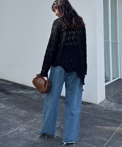 WILLOW（ウィロー）の「【willow】アシメレースチュニック（Tシャツ/カットソー・レディース・ブラック/ホワイト・ONE SIZE）」の17枚目の写真