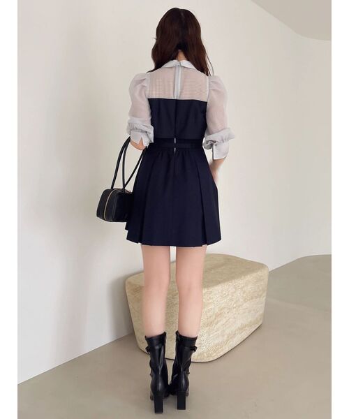 dazzlin（ダズリン）の「2WAYボウタイレイヤードミニワンピース（ワンピース・レディース・ネイビー/ベージュ/チャコールグレー・MEDIUM/SMALL）」の22枚目の写真