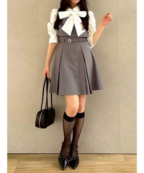 dazzlin(ダズリン)の「2WAYボウタイレイヤードミニワンピース(ワンピース・レディース・ネイビー/ベージュ/チャコールグレー・MEDIUM/SMALL)」の20枚目の写真
