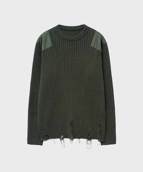 NOIRER(ノイア)の「コットンデミジコンバットニット(カーキ)(ニット/セーター・メンズ・その他・50/48)」の2枚目の写真
