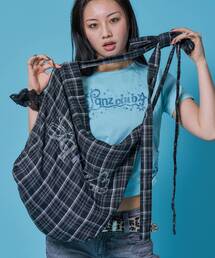 SEQUENZ（シークエンズ）の「【sqnz（エスキュンズ）】sqnz favorite kira-kira totebag / ユニセックス 雑貨 バック ラインストーン チェック 大容量 2way（トートバッグ）」