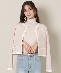 WILLSELECTION | バイカラーアンサンブル【ハイネックトップス×カーディガンセット】(カーディガン/ボレロ)