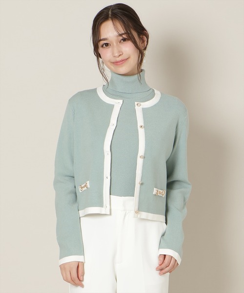 WILLSELECTION（ウィルセレクション）の「バイカラーアンサンブル【ハイネックトップス×カーディガンセット】（カーディガン/ボレロ・レディース・オフホワイト/ベージュ/ピンク/ミント/ブラック・FREE）」の5枚目の写真