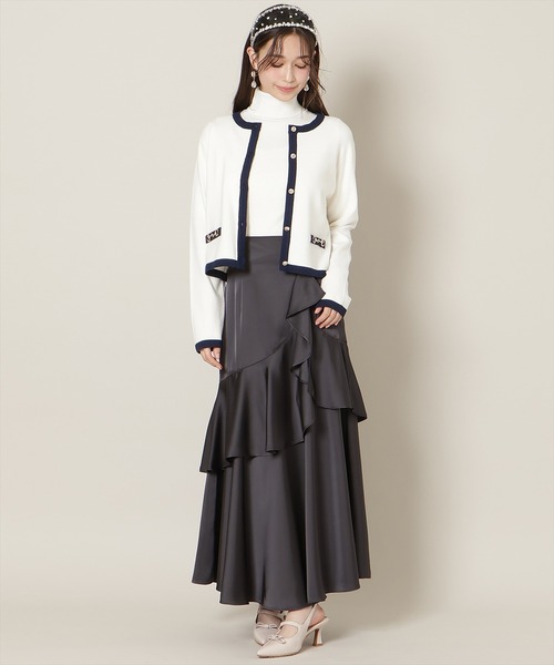 WILLSELECTION（ウィルセレクション）の「バイカラーアンサンブル【ハイネックトップス×カーディガンセット】（カーディガン/ボレロ・レディース・オフホワイト/ベージュ/ピンク/ミント/ブラック・FREE）」の12枚目の写真