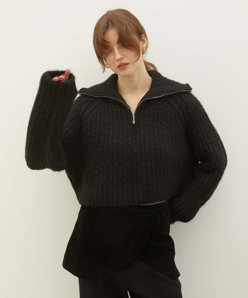 LA PEAU DE GEM（ラポドゥジェム）の「【LA PEAU DE GEM】high neck short knit/ハイネックショートニット（ニット/セーター・レディース・ブラック/ブラウン・FREE）」の3枚目の写真