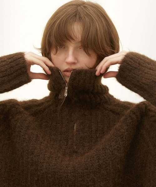 LA PEAU DE GEM（ラポドゥジェム）の「【LA PEAU DE GEM】high neck short knit/ハイネックショートニット（ニット/セーター・レディース・ブラック/ブラウン・FREE）」の14枚目の写真