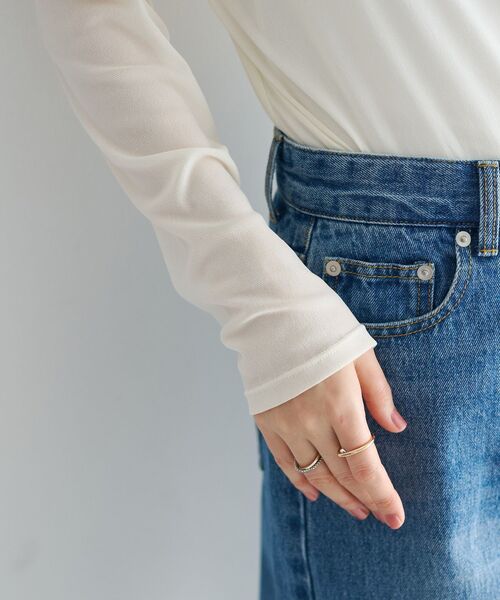 YECCA VECCA（イェッカヴェッカ）の「ORGABITS切替ストレートデニム（デニムパンツ・レディース・インディゴブルー/ライトインディゴブルー・S/M）」の4枚目の写真