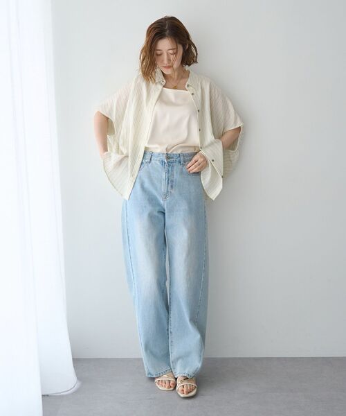 YECCA VECCA(イェッカヴェッカ)の「ORGABITS切替ストレートデニム(デニムパンツ・レディース・インディゴブルー/ライトインディゴブルー・S/M)」の8枚目の写真
