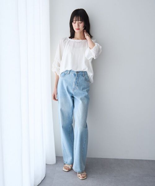 YECCA VECCA(イェッカヴェッカ)の「ORGABITS切替ストレートデニム(デニムパンツ・レディース・インディゴブルー/ライトインディゴブルー・S/M)」の10枚目の写真