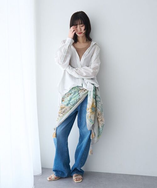 YECCA VECCA(イェッカヴェッカ)の「ORGABITS切替ストレートデニム(デニムパンツ・レディース・インディゴブルー/ライトインディゴブルー・S/M)」の18枚目の写真