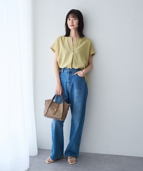 YECCA VECCA(イェッカヴェッカ)の「ORGABITS切替ストレートデニム(デニムパンツ・レディース・インディゴブルー/ライトインディゴブルー・S/M)」の19枚目の写真