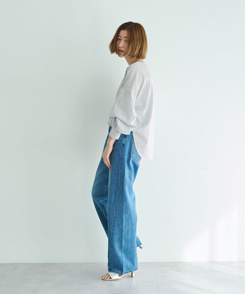 YECCA VECCA（イェッカヴェッカ）の「ORGABITS切替ストレートデニム（デニムパンツ・レディース・インディゴブルー/ライトインディゴブルー・S/M）」の21枚目の写真