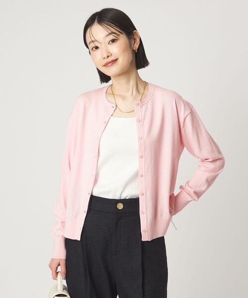 green label relaxing（グリーンレーベルリラクシング）の「＜1_OF MINE＞クルーネック ニット カーディガン（カーディガン/ボレロ・レディース・ネイビー/その他1/ライトピンク/ホワイト・FREE）」の4枚目の写真