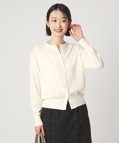 green label relaxing（グリーンレーベルリラクシング）の「＜1_OF MINE＞クルーネック ニット カーディガン（カーディガン/ボレロ・レディース・ネイビー/その他1/ライトピンク/ホワイト・FREE）」の2枚目の写真