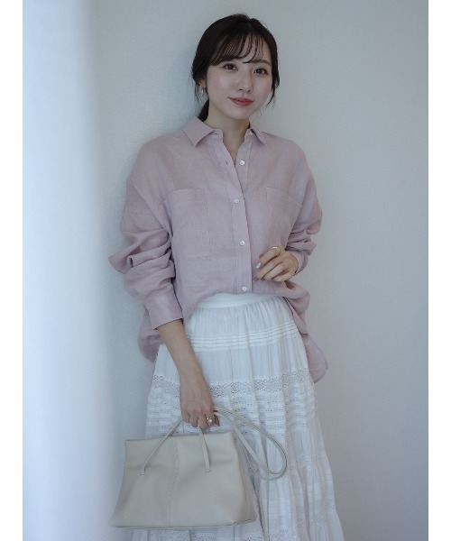 anuans（アニュアンス）の「シンプルリネンシャツ（シャツ/ブラウス・レディース・ピンク/ブルー/ブラウン/ホワイト・FREE）」の4枚目の写真
