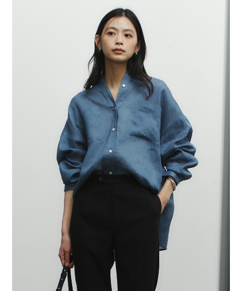 anuans（アニュアンス）の「シンプルリネンシャツ（シャツ/ブラウス・レディース・ピンク/ブルー/ブラウン/ホワイト・FREE）」の3枚目の写真