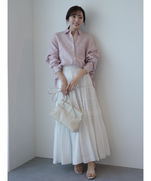 anuans（アニュアンス）の「シンプルリネンシャツ（シャツ/ブラウス・レディース・ピンク/ブルー/ブラウン/ホワイト・FREE）」の6枚目の写真