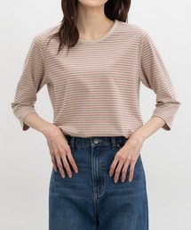 【ＵＶカット】７分袖オーガニックボーダーＴ