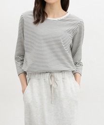 【ＵＶカット】７分袖オーガニックボーダーＴ
