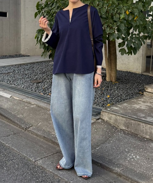 COLLAGE GALLARDAGALANTE(コラージュガリャルダガランテ)の「袖シアー切替ロンT(Tシャツ/カットソー・レディース・ネイビー/ピンク/オフホワイト・FREE)」の22枚目の写真