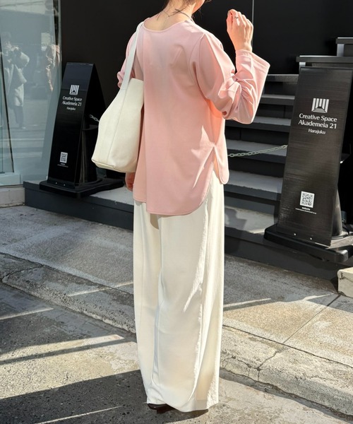 COLLAGE GALLARDAGALANTE(コラージュガリャルダガランテ)の「袖シアー切替ロンT(Tシャツ/カットソー・レディース・ネイビー/ピンク/オフホワイト・FREE)」の16枚目の写真