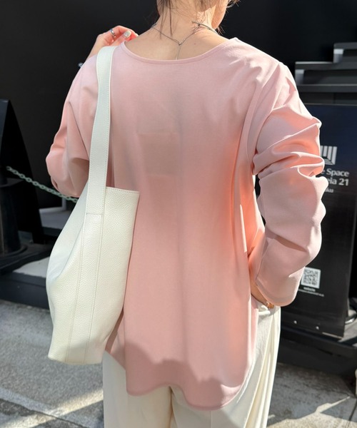 COLLAGE GALLARDAGALANTE(コラージュガリャルダガランテ)の「袖シアー切替ロンT(Tシャツ/カットソー・レディース・ネイビー/ピンク/オフホワイト・FREE)」の20枚目の写真