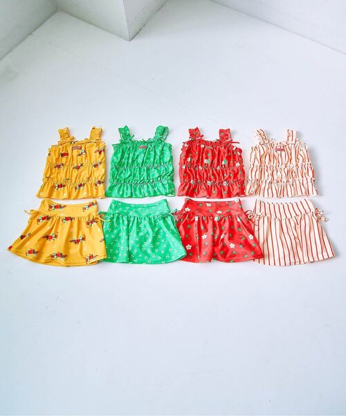 p.premier(ピードットプルミエ)の「【リンク】シャーリングトップスとスカートボトムのセパレート水着(水着・キッズ・イエロー/ローズ/グリーン/アイボリー・100/110/120/130/140/80/90)」の7枚目の写真