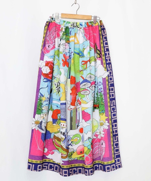 ScoLar（スカラー）の「161627：レトロスカーフ柄ワッシャー加工スカート（スカート・レディース・パープル/ブラック・M）」の12枚目の写真