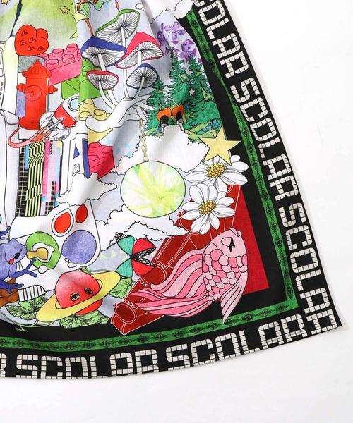 ScoLar（スカラー）の「161627：レトロスカーフ柄ワッシャー加工スカート（スカート・レディース・パープル/ブラック・M）」の15枚目の写真