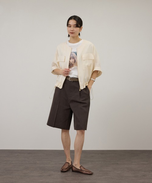 SALON adam et rope'（サロン アダム エ ロペ）の「【WEB限定】ハーフスリーブドロストライトブルゾン（ブルゾン・レディース・ブラック/ブラウン系その他3/オフホワイト・FREE）」の6枚目の写真