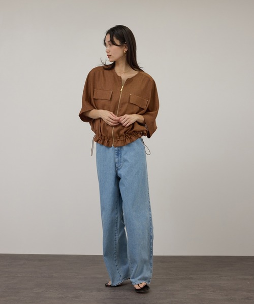 SALON adam et rope'（サロン アダム エ ロペ）の「【WEB限定】ハーフスリーブドロストライトブルゾン（ブルゾン・レディース・ブラック/ブラウン系その他3/オフホワイト・FREE）」の7枚目の写真