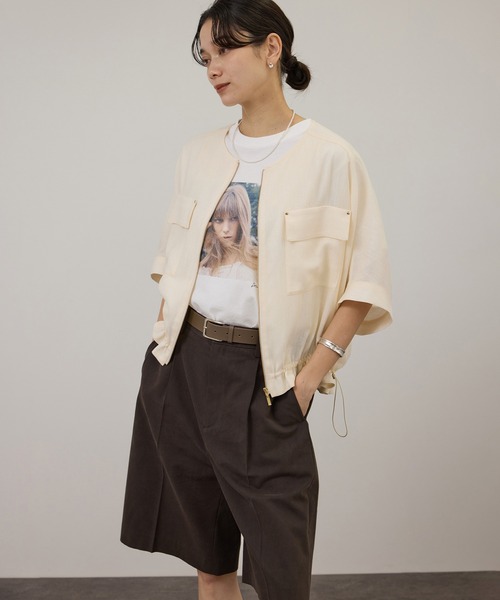 SALON adam et rope'（サロン アダム エ ロペ）の「【WEB限定】ハーフスリーブドロストライトブルゾン（ブルゾン・レディース・ブラック/ブラウン系その他3/オフホワイト・FREE）」の12枚目の写真