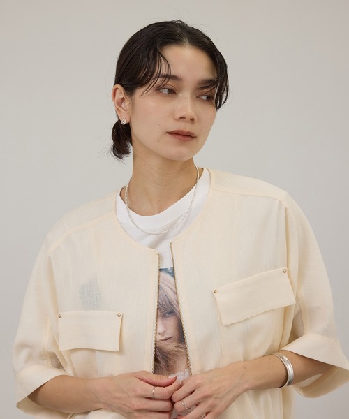 SALON adam et rope'（サロン アダム エ ロペ）の「【WEB限定】ハーフスリーブドロストライトブルゾン（ブルゾン・レディース・ブラック/ブラウン系その他3/オフホワイト・FREE）」の13枚目の写真