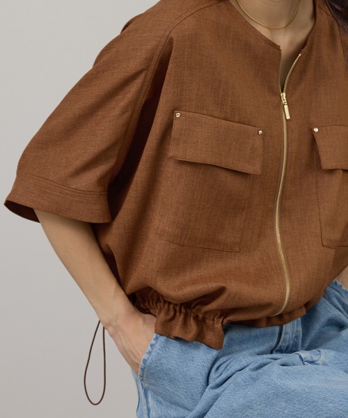 SALON adam et rope'（サロン アダム エ ロペ）の「【WEB限定】ハーフスリーブドロストライトブルゾン（ブルゾン・レディース・ブラック/ブラウン系その他3/オフホワイト・FREE）」の16枚目の写真