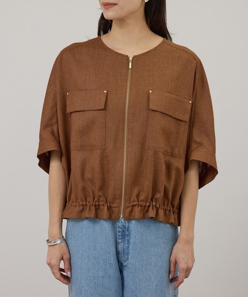 SALON adam et rope'（サロン アダム エ ロペ）の「【WEB限定】ハーフスリーブドロストライトブルゾン（ブルゾン・レディース・ブラック/ブラウン系その他3/オフホワイト・FREE）」の18枚目の写真