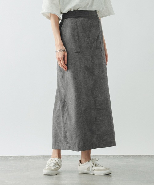 GLOBAL WORK（グローバルワーク）の「イージーケアリネンIラインスカート/636496（スカート・レディース・ブラック/グレー/ブラウン/グレイッシュベージュ・LARGE/MEDIUM）」の3枚目の写真