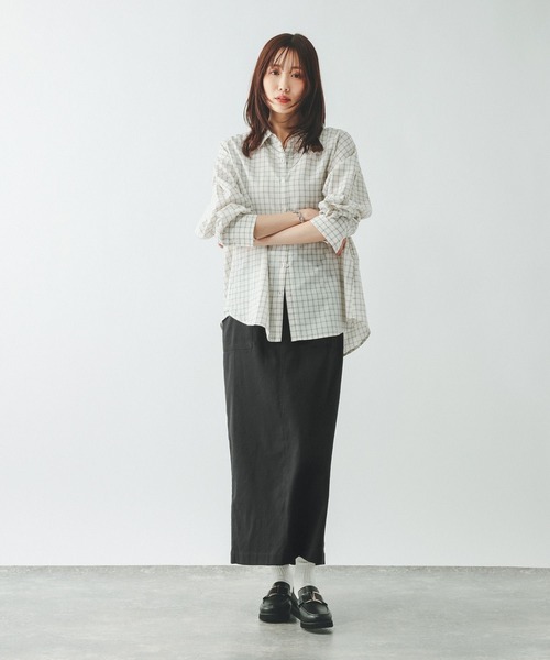 GLOBAL WORK（グローバルワーク）の「イージーケアリネンIラインスカート/636496（スカート・レディース・ブラック/グレー/ブラウン/グレイッシュベージュ・LARGE/MEDIUM）」の12枚目の写真