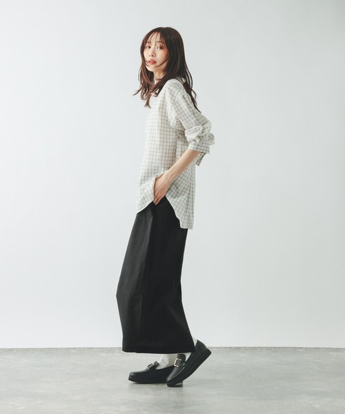 GLOBAL WORK（グローバルワーク）の「イージーケアリネンIラインスカート/636496（スカート・レディース・ブラック/グレー/ブラウン/グレイッシュベージュ・LARGE/MEDIUM）」の13枚目の写真